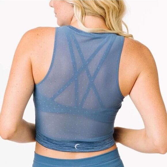 NWT Zyia Active Calm Blue Luxe Mesh Crop Top - Size: Large - Picture 3 of 8